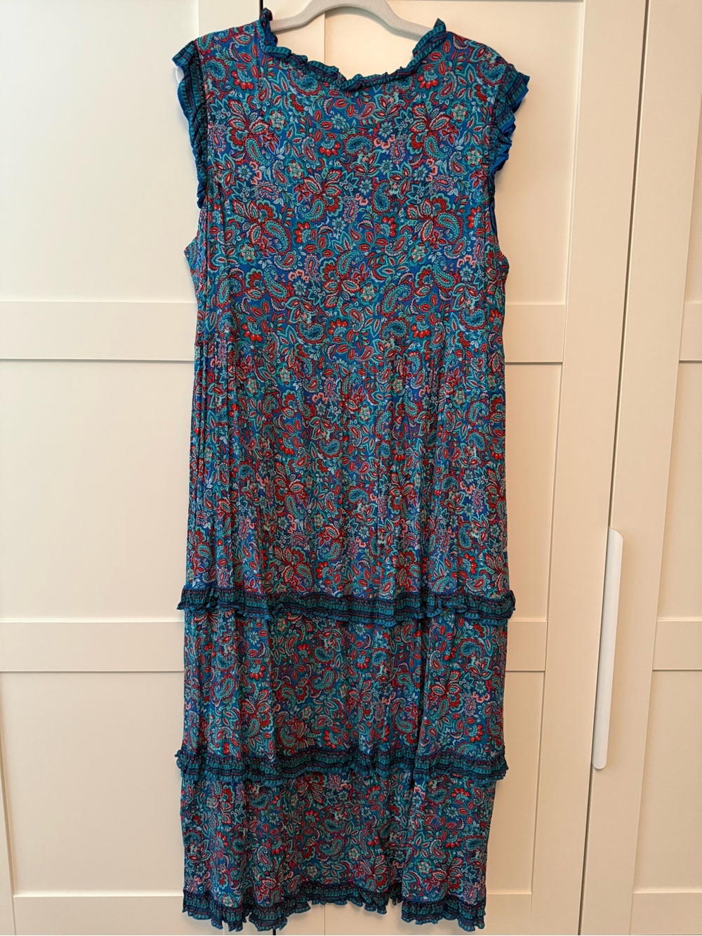 J. Jill Blue Paisley Tiered Sleeveless Maxi Dress. XL - Picture 3 of 9